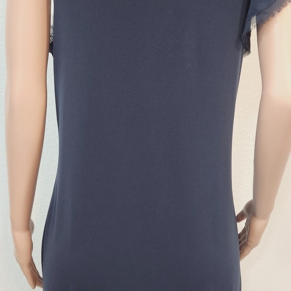 VERA Wang Navy Asymmetrical Distressed Dress Size L - Picture 9 of 15